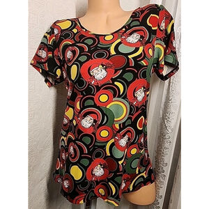 LuLaRoe Classic T Shirt Sm Womens Santa Claus Top Ugly Christmas Sweater